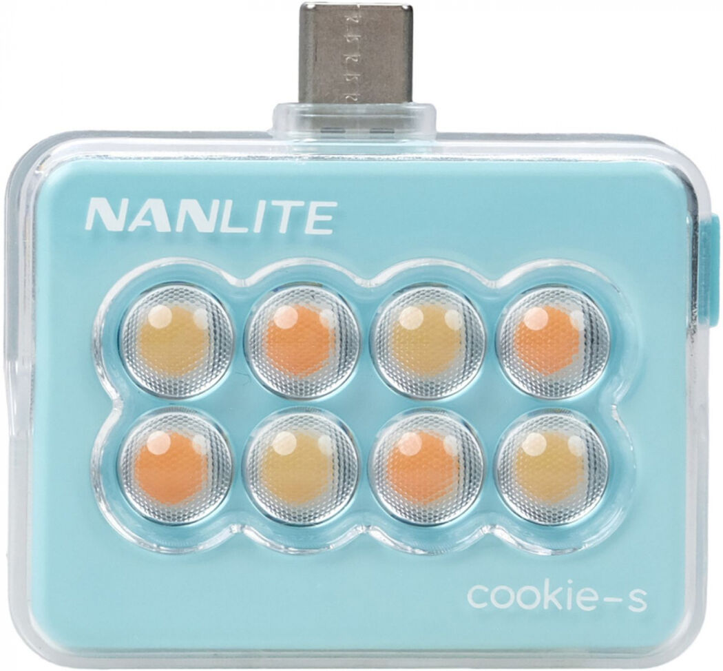 NANLITE cookie-s Mini lampe pour smartphone carrée cyan