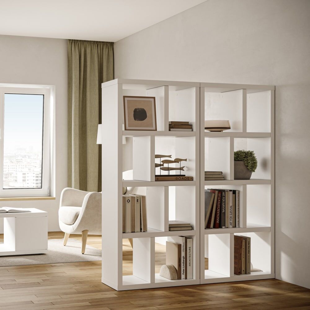 CAMIF Bibliothèque 4 niveaux l70 cm effet bois blanc Blanc 70x159x34cm