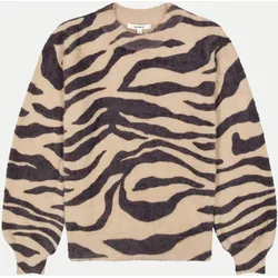 Pullover mit Zebra-Druck Beige S