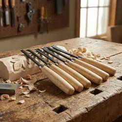 Präzises Holz-Schnitzwerkzeug-Set, gehärtete Klingen, 6-tlg.: Stechbeitel für Holzbearbeitung, Modellbau & Kunsthandwerk