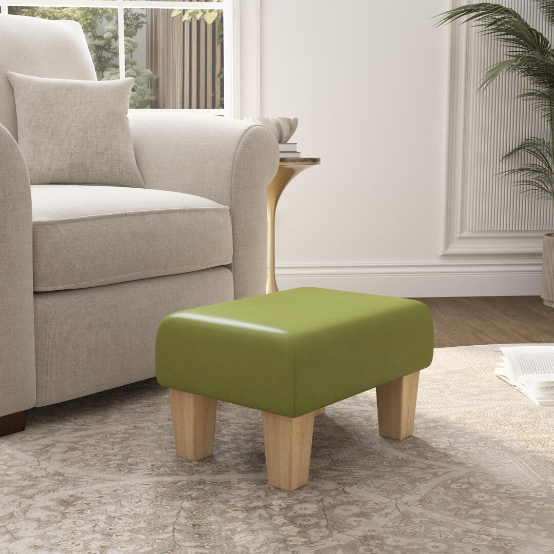ClassicLiving Acierno Natural Wood Contemporary Leg - Faux Leather Natural/Lime Green 27.5cm H X 45cm W X 45cm D