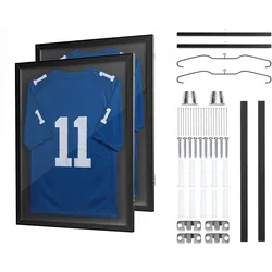 VEVOR 2 x Trikotrahmen 590 x 795 mm, Holz-Trikot-Bilderrahmen mit PC-Platte und 98 % UV-Schutz, Objektrahmen mit Aufhänger & Magnetverschluss für Baseball-, Basketball-, Football- und Hockeytrikots
