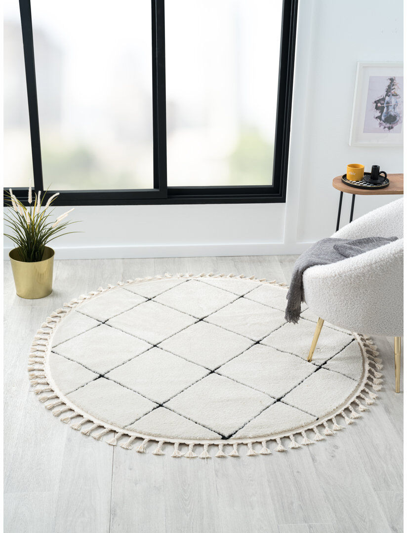 Brayden Studio Illumina Tapis white Rug Gray Round 140cm