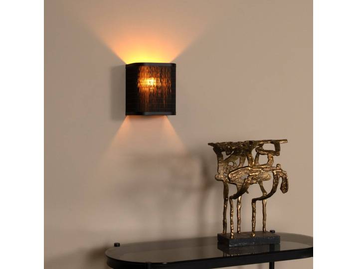 Lucide Wandlampe Tagalog, dimmbar, schwarz, für Wohn- / Esszimmer, Holz, Wandleuchte, Wandlampe Innen