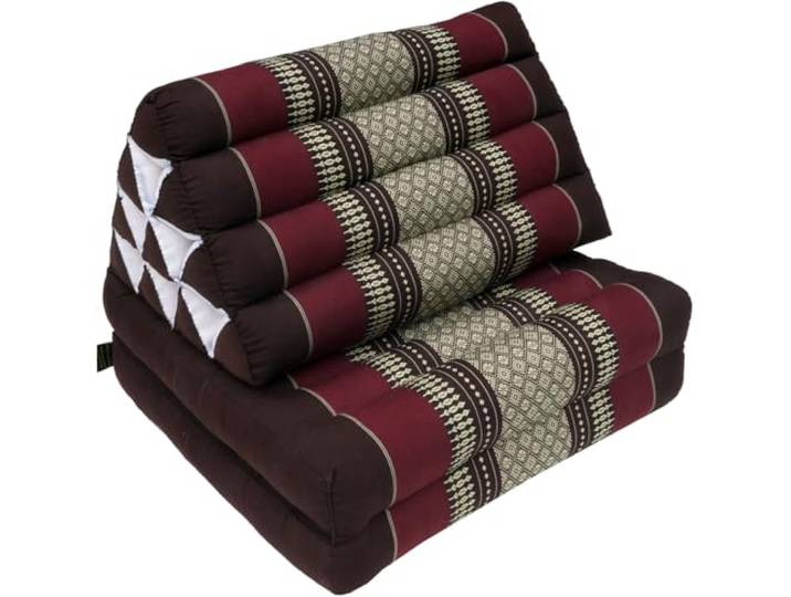 GURU SHOP Thaikissen, Dreieckskissen, Kapok, Tagesbett, braun/weinrot Traditionelles Design, inklusive 2 Auflagen, ideal zum Entspannen, hochwertige Kapokfüllung.