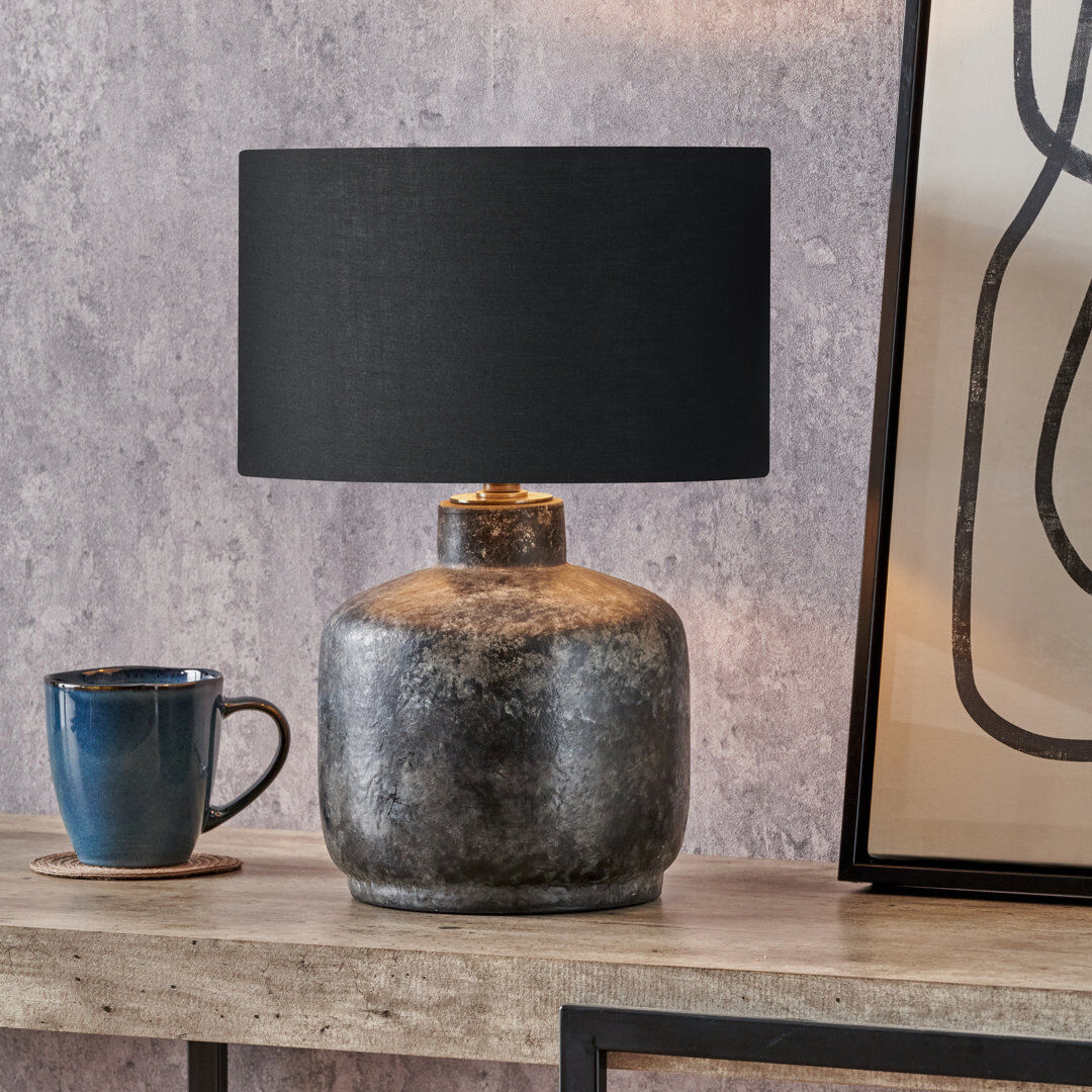 Brayden Studio Ceramic Table Lamp Black 15.75" H x 11.81" W x 11.81" D