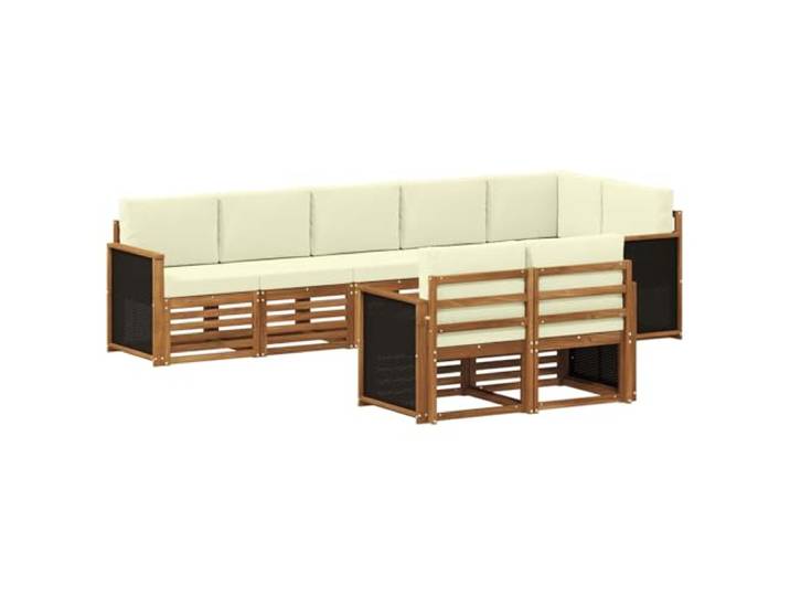HFMDRMU Outdoor Möbelset aus massivem Akazienholz, modulares Sofa für Garten und Terrasse, wetterfestes Design mit lackierter Oberfläche, langlebig und pflegeleicht