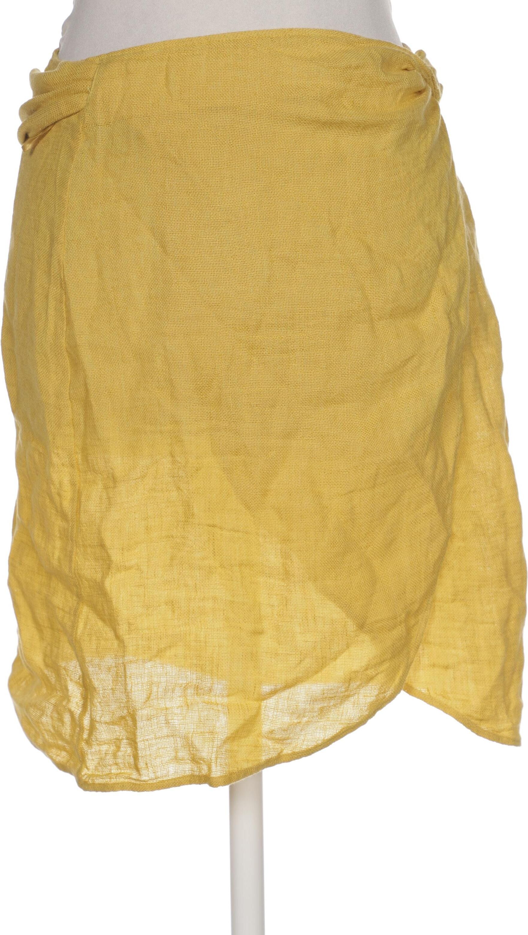 Massimo Dutti Damen Rock, Gelb, Gr. XS, Leinen - Second Hand