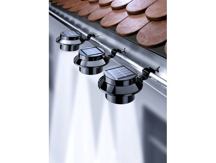 Solar-Dachrinnenleuchte, 3er-Set, Schwarz