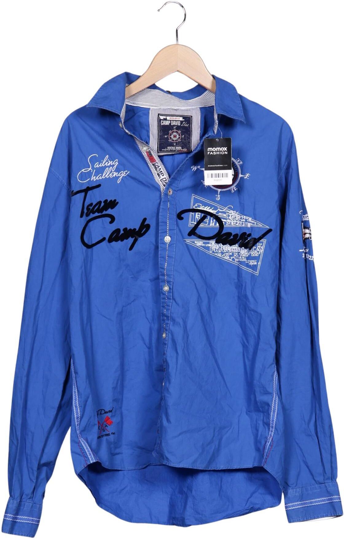 Camp David Herren Hemd, Blau, Gr. XL, Baumwolle - Second Hand