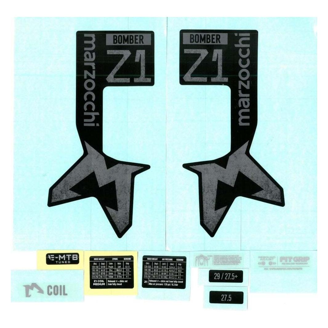 Fox Decal Kit: Marzocchi 2024, Bomber Z1 Air and Coil/Bomber Z1 E-Tuned, Neutral Gloss Black Logo FK (803-01-973)