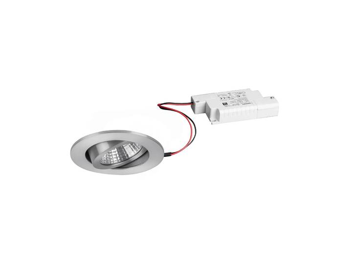 BRUMBERG Einbaustrahler IP65 rund dimmbar alu IP65,, alu / grau / zink, für Flurbereich, Aluminium, Einbauleuchte