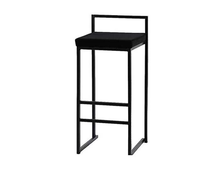 LYP Freizeit Bar Stühle Schwarze Barhocker für die Küchentheke, quadratische Barhocker aus Samt mit Metallfußstütze und Frühstücksbarhocker Cafe Restaurant-Rezeption (66 cm / 76 cm)