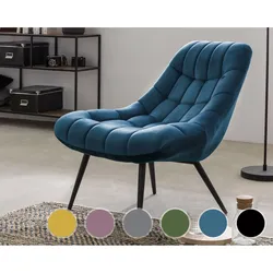 SalesFever »Chicago« Sessel XXL in Samt Metallbeine Holzoptik / blau