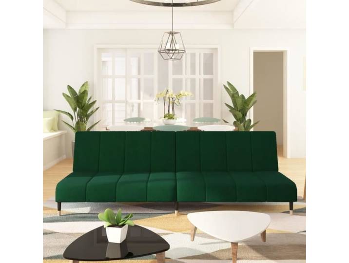 “Summer Sale élégant Canapé-lit à 2 places vert foncé velours 24.25 Kg 64458