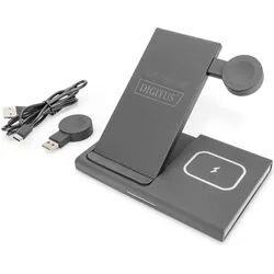 Digitus 3 in 1 Ladestation (15 W), Wireless Charger, Schwarz