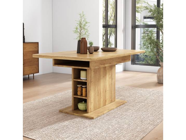 Table à manger extractable Table à manger moderne Simple avec rangement Table à manger rectangulaire Table basse de loisirs L110/130 * W70 * H75