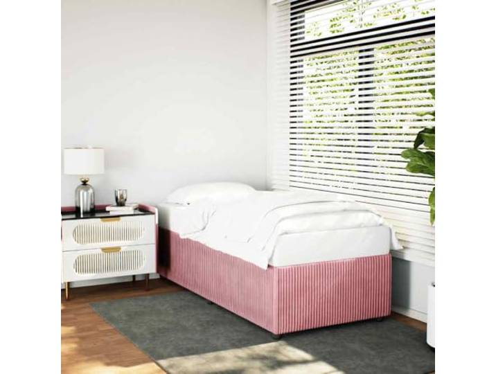 RJPLMFV Bettgestell, Velours, Rosa, 90 x 190 cm Lattenrost inklusive, weicher Stoff, robuste Füße, ohne Matratze