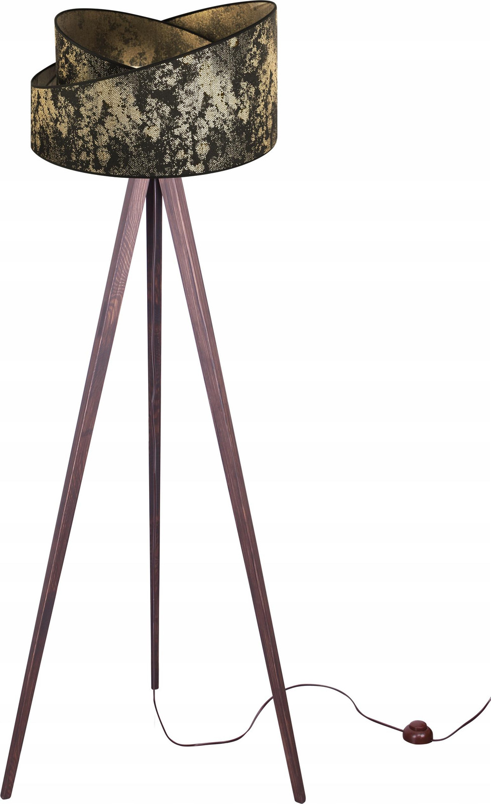 LightHome Vloerlamp met houten statief en patroon lampenkap