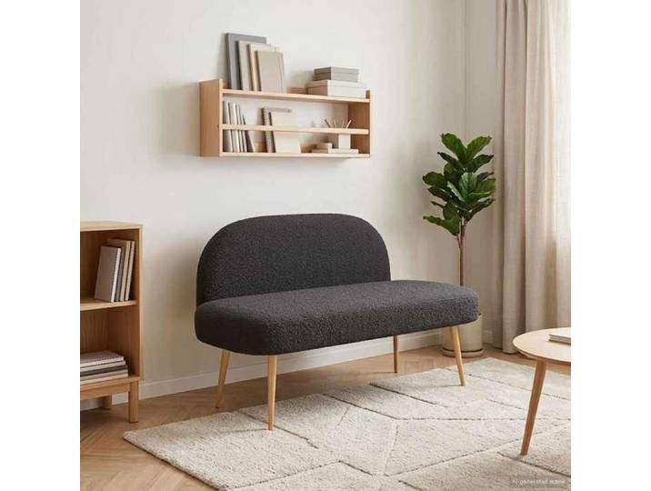 Banc rembourré(rectangulaire）- Maximum 110 kg par siège - Banc banquette avec dossier Noir 110x60x76 cm Bouclé der70a