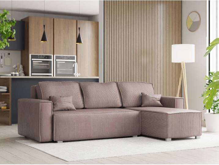 Ausziehbares Ecksofa SMART COSARO rosa, beidseitig + 2 Kissen GRATIS