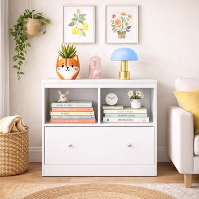 CARMORICO Kids Toy Storage Organizer with Large Drawer - Low Bookshelf for Children