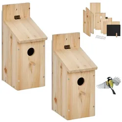 Relaxdays Nistkasten Bausatz für Vögel 2er Set Hellbraun