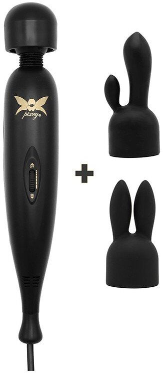 Pixey - Fairy Vibromasseur Wand avec 2 accessoires - Noir