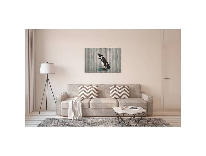 Tableau déco Pinguin Born To Be Wild Polyester PVC / Épicéa Gris 90 x 60cm