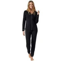 Schiesser Contemporary Nightwear Interlock Pyjama Schwarz 44 Damen