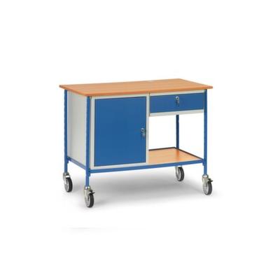 Fetra Schrankwagen, Tragl. 150kg, 2 Etage(n), Ladefl. LxB 1120x650mm, RAL5007, 1 Schränke