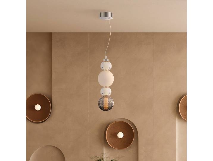 Suspension LED Collar - Type B Ø 15cm Argenté Verre dépoli, verre coloré et métal mixte LED Module LED