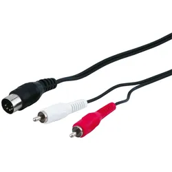 AccuCell Goobay 50014 Audio Kabeladapter, DIN-Stecker zu stereo Cinch-Stecker, 1.5 m - DIN-Stecker 180° (5-Pin) > 2x Cinch-Stecker (Audio links/rechts)