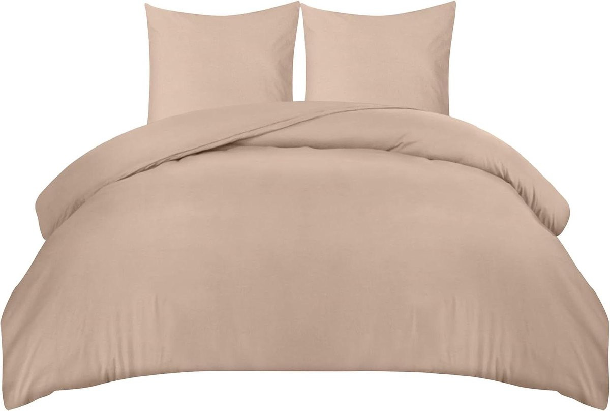 Dekbedovertrek Set van Zacht Geborsteld Microvezel in Beige, 220x240 cm