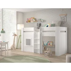 VIPACK RENO halbhohes Spielbett 90 x 200 cm Liegefläche, Weiß