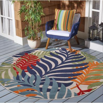 Teppich SANAT "Floral Outdoor, auch als Läufer und Rund", bunt (multi), H:6mm Ø:150cm, Kunstfaser, Teppiche, Teppich, In- und Outdoor geeignet, florales Design, Balkon, Terasse