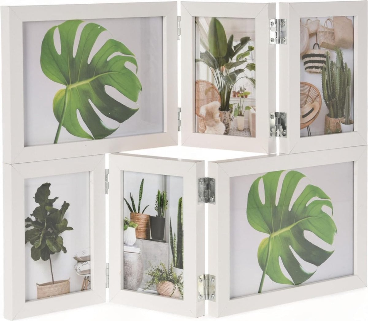 Minimalistische witte houten collage fotolijst voor op tafel
