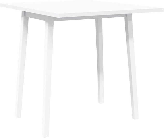 Esstisch Weiß Gummibaumholz 90x75x75 cm klappbar | Robustes Massivholz, klappbarer Esstisch für Homeoffice & Dinner, pflegeleicht