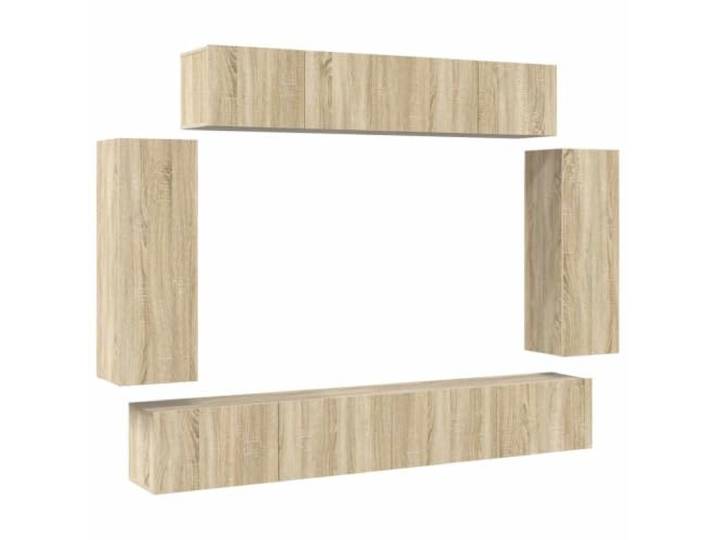 Favemtsl 6-tlg. TV-Schrank-Set Hängend Sonoma-Eiche Holzwerkstoff Flexibler Stauraum für Wohnzimmer und Schlafzimmer: Hängende Elemente schaffen Ordnung und befreien den Boden.