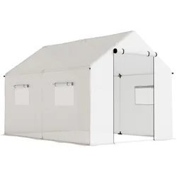 Outsunny Gewächshaus 3 x 2 x 2 m Foliengewächshaus mit 4 Mesh-Fenster, Breiter Rollbar Reißverschlusstür Moskitonetz UV-beständig