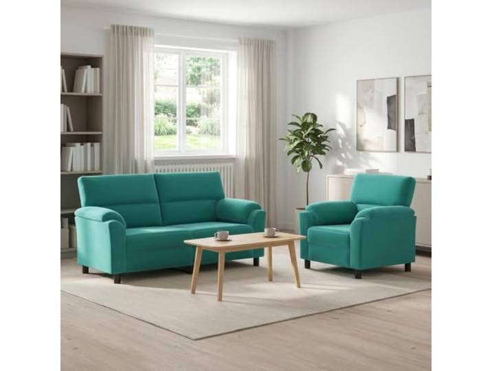 Sofa-Set 2 Stück Türkis Samt Metallrahmen,Kissenrücken,konische Beine,Samt-Oberfläche,einfache Pflege,Wohnzimmer