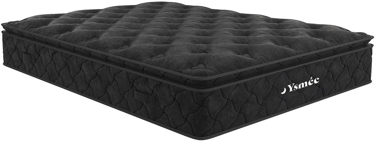 YSMÉE Black Dream Bedset met opbergruimte en pocketvering matras, Licht naturel, 180 x 200 cm