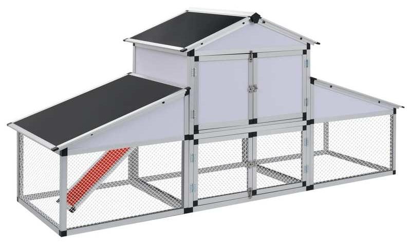 Hühnerstall - Hühnerauslauf - Geflügelstall - Legenest - Geräumiges Design - Verzinkter Stahlrahmen