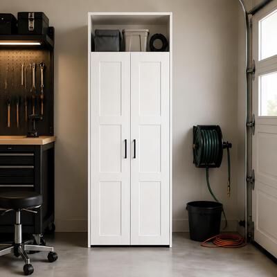 Timechee "86.6"" Tall Garage Storage Cabinet with 5 Shelves,Utility Cabinet for Garage, Workshop or Entryway"