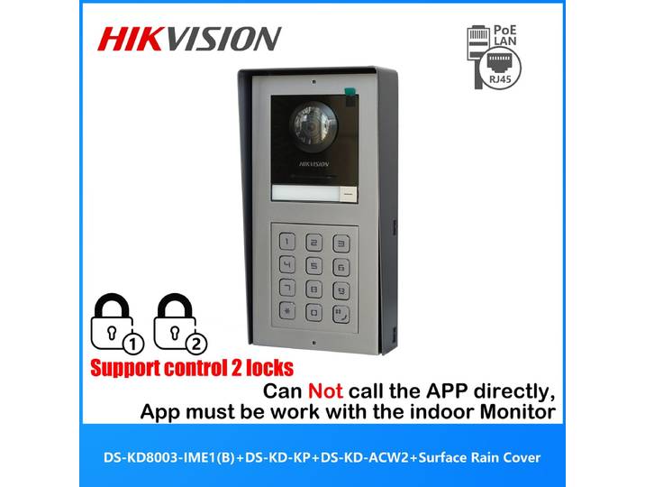 Hikvision Original Doorbell ,DS-KD8003-IME1(B), stérilisation multilingue 3PG POE Villa IP Tech Doorbell, mot de passe clavier code Anderson