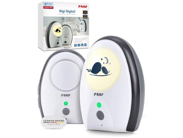 reer Rigi Babyphone, Babyfon mit Gegensprechen, Nachtlicht, 300 m, Weiß