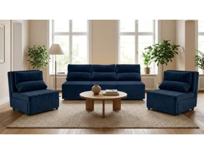 Family Meble Kimo Sitzgruppe, Sofa und 2 Sessel – Blau – 22
