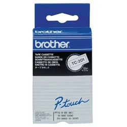 Brother TC-201 Authentic Schriftband Selbstklebend Schwarzer Druck auf Weiß 12 mm x 7.7m