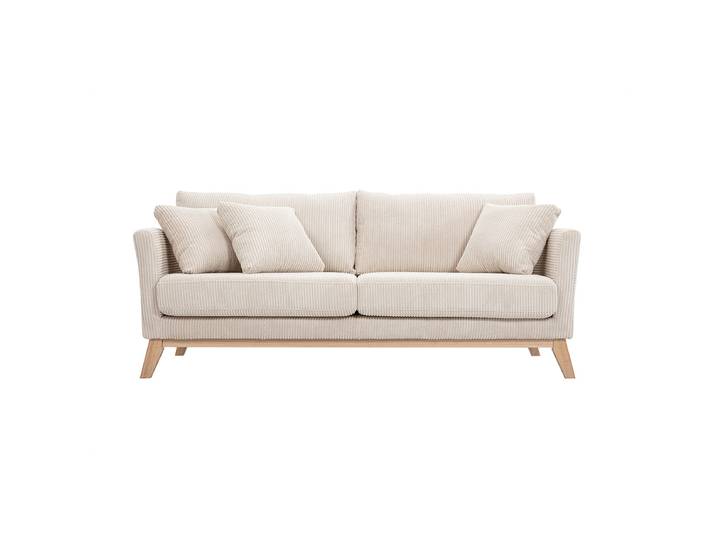 3-sitziges skandinavisches Sofa mit beigem abnehmbarem Bezug und Holzfüßen OSLO