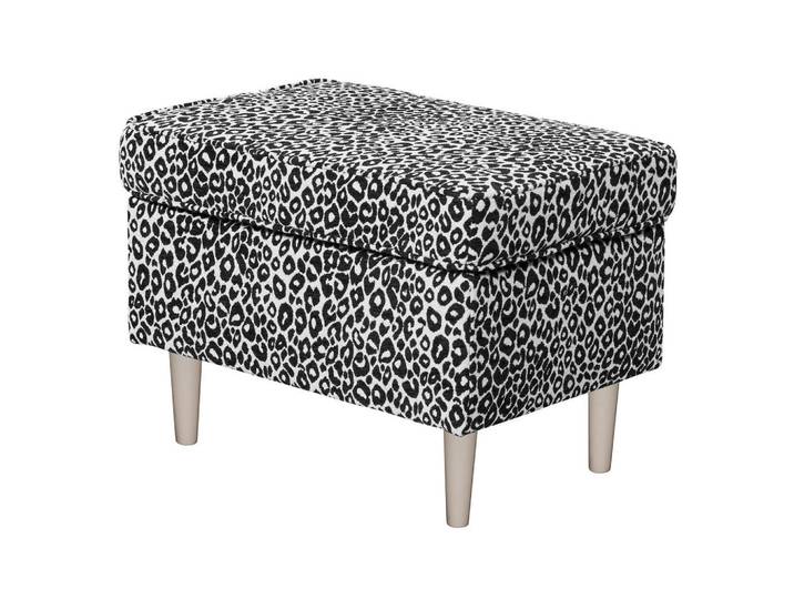 Mid.you Hocker Leo, Schwarz, Weiß, Holz, Buche, massiv, Leopard, rechteckig, 63x43x42 cm, Wohnzimmer, Hocker, Sitzhocker